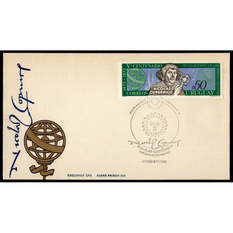 Urugwaj 1973, M. Kopernik, astronomia. FDC