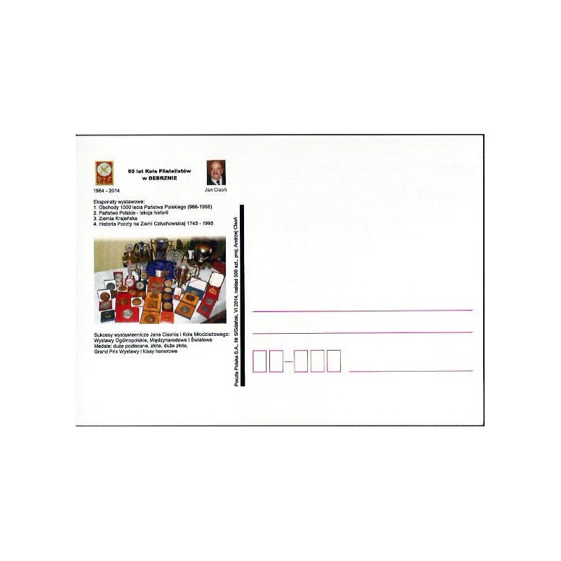Kartka Gdańsk 2014, Debrzno, Jan Cisoń, filatelistyka