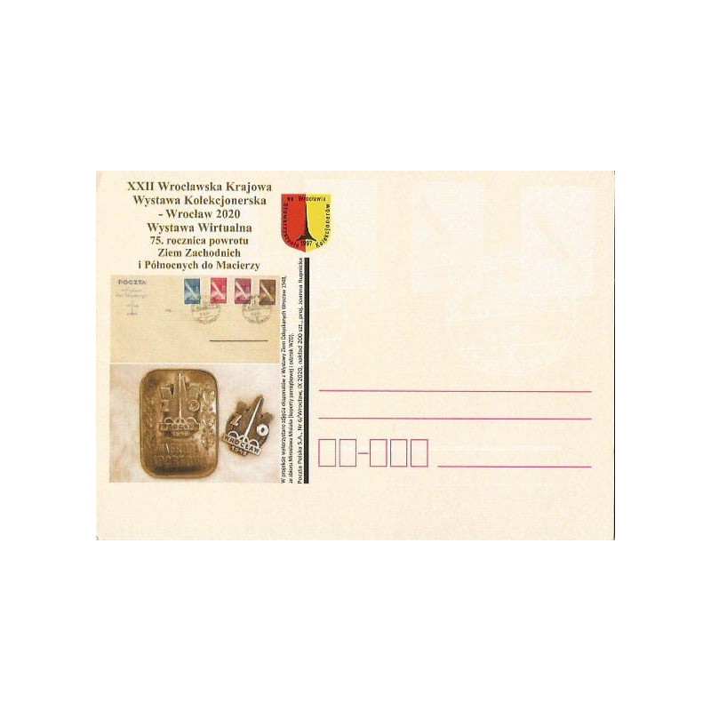 Kartka Wrocław 2020, Wystawa Kolekcjonerska, Ziemie Odzyskane, powrót Ziem Zachodnich i Północnych do Macierzy 1945
