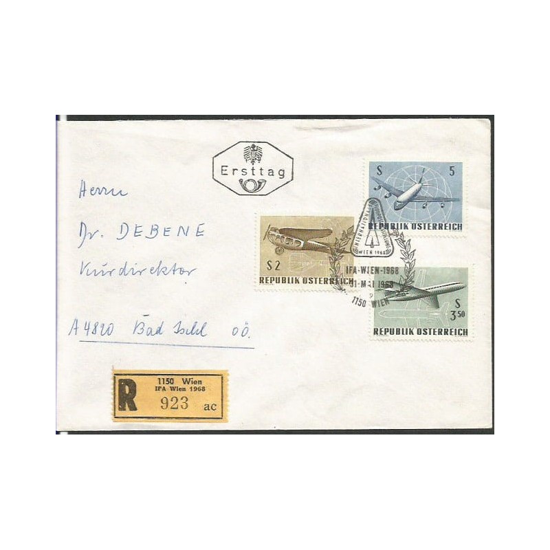 Austria 1968, Lotnictwo. FDC polecone