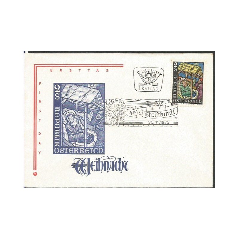 Austria 1973, Christkindl, Boże Narodzenie. FDC