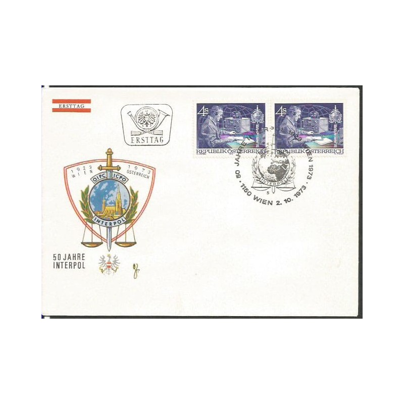 Austria 1973, Policja, interpol. FDC