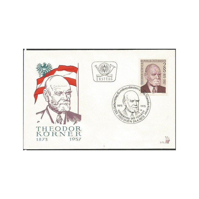 Austria 1973, T. Korner, prezydent, polityka. FDC