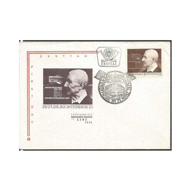 Austria 1974, A. Bruckner, muzyka. FDC