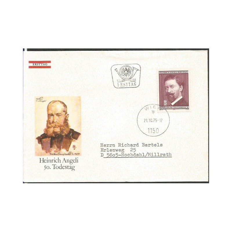 Austria 1975, H. Angeli, historia, malarstwo. FDC