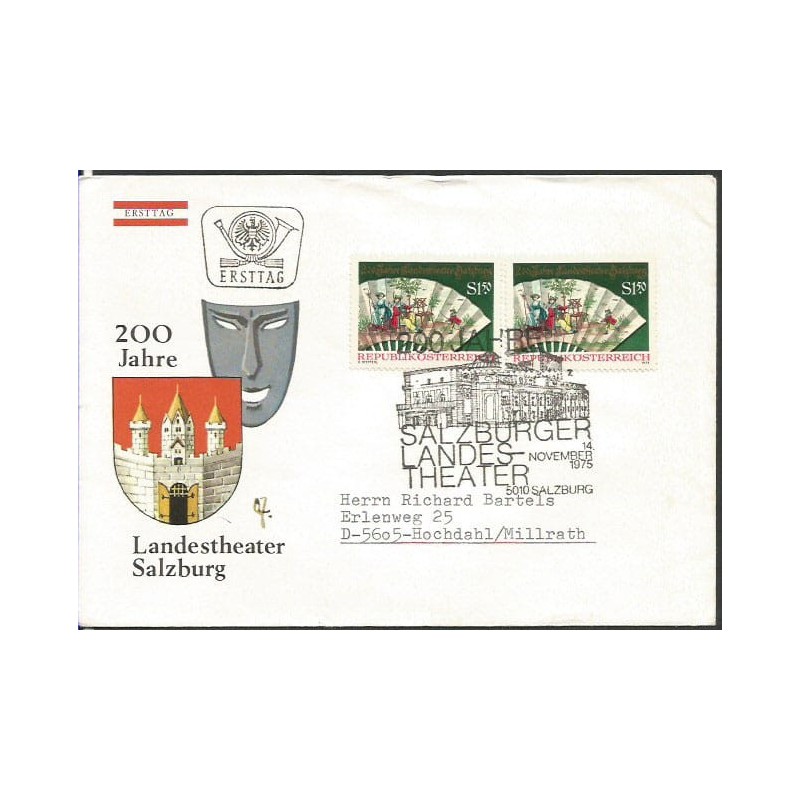 Austria 1975, Teatr w Salzburgu. FDC