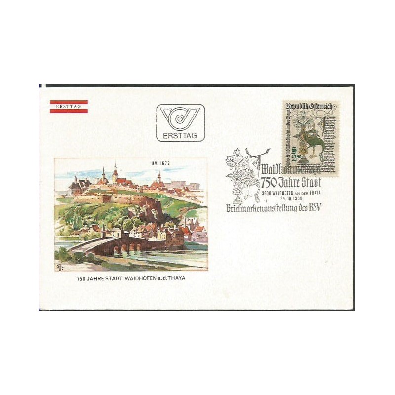 Austria 1980, Książka, manuskrypt, Waidhofen an der Thaya. FDC