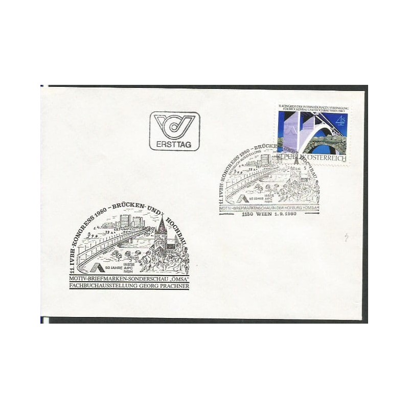 Austria 1980, Most, budownictwo. FDC