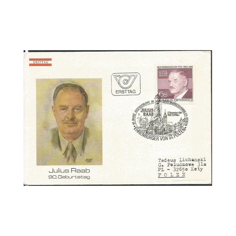 Austria 1981, J. Raab, polityka. FDC