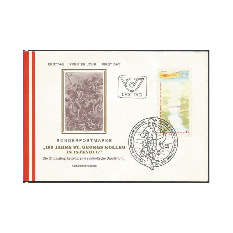 Austria 1982, Święty Jerzy, szkoła, Stambuł. FDC