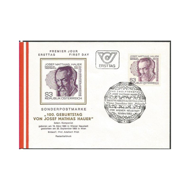 Austria 1983, Muzyka, J. M. Hauer. FDC