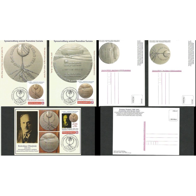 2021 3 karty maksimum. Polacy ratujący Żydów. Namysłów. Medal Sprawiedliwy wśród Narodów Świata. 2021