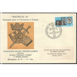 Wielka Brytania 1966, Chrzest Polski. Birmingham, ilustrowana koperta