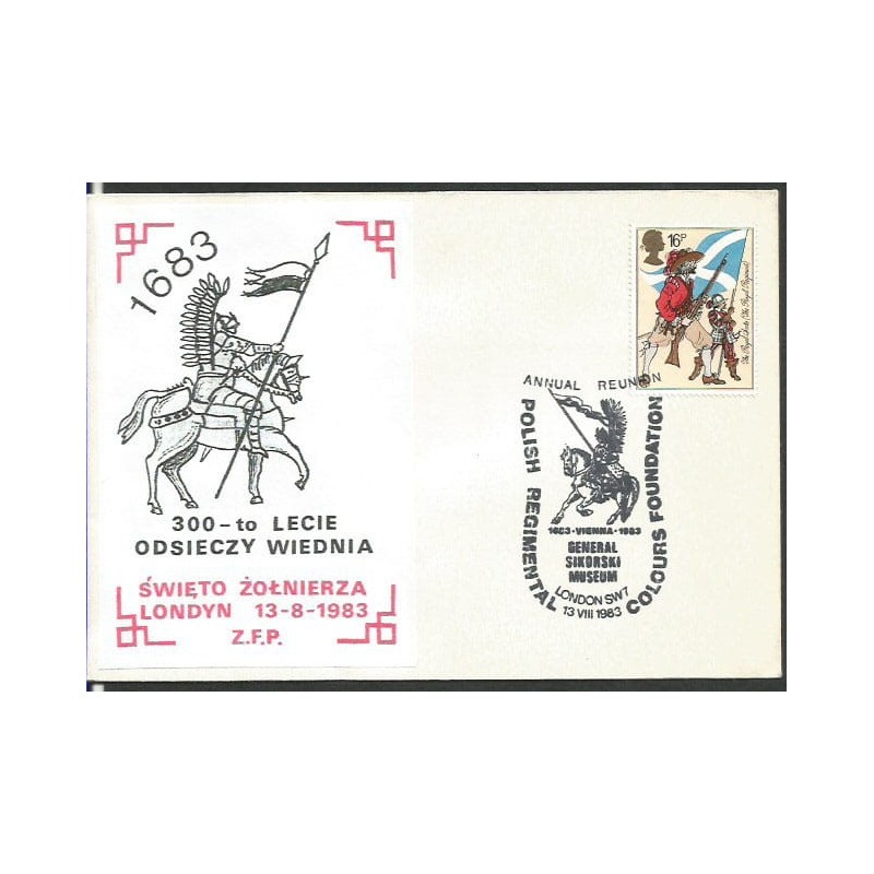 Wielka Brytania 1983, Odsiecz wiedeńska 1683, Sikorski, instytut, ilustrowana koperta