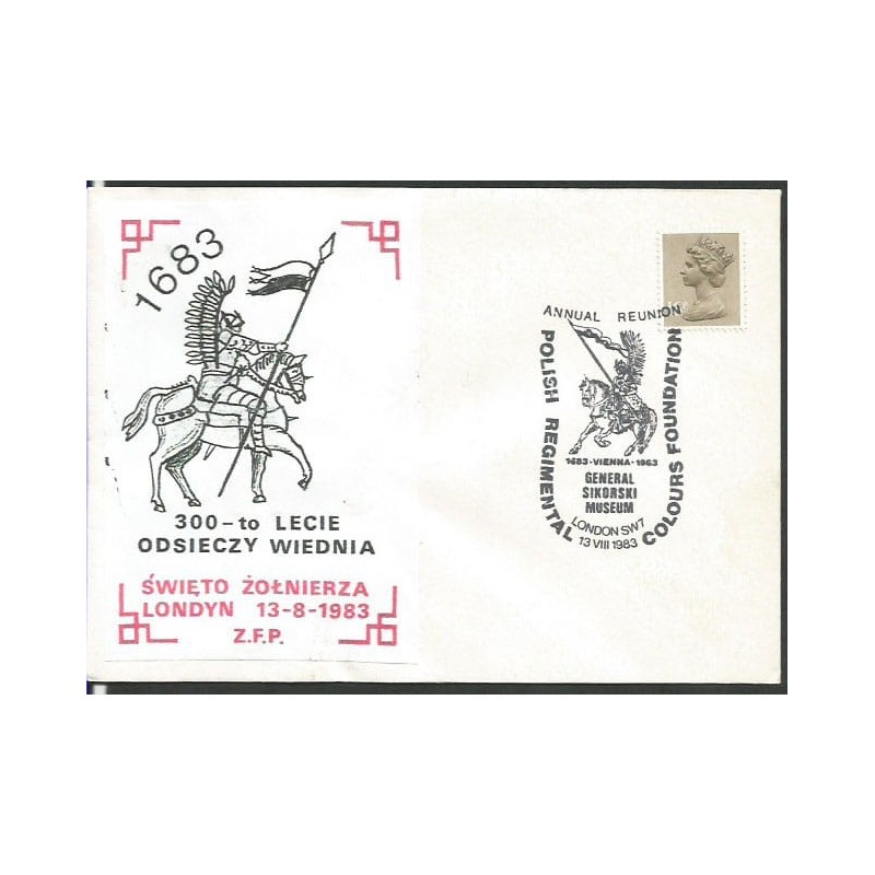 Wielka Brytania 1983, Odsiecz wiedeńska 1683, Sikorski, instytut, ilustrowana koperta