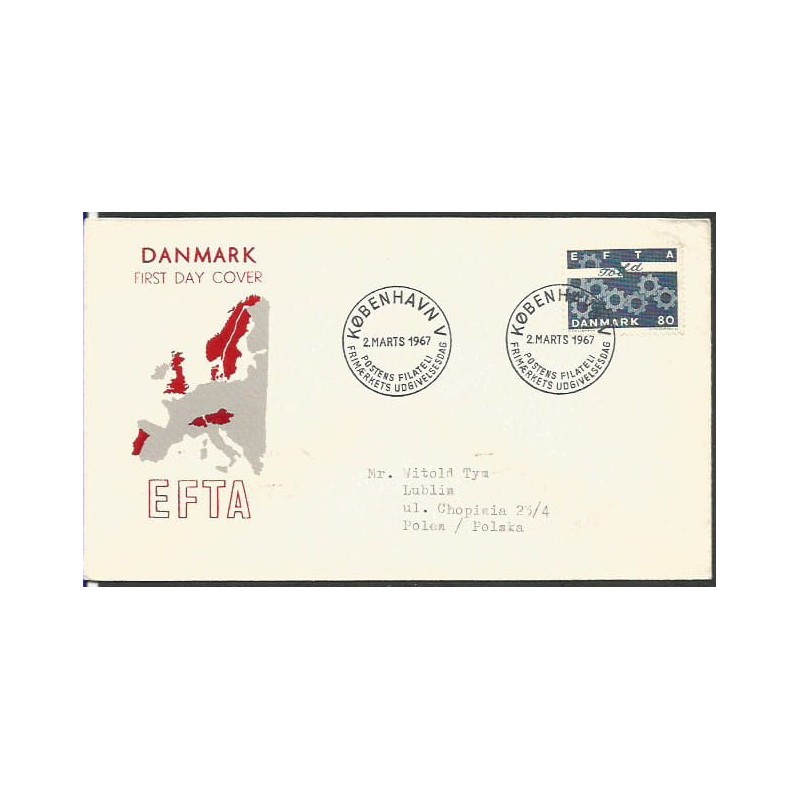 Dania 1967, EFTA, strefa wolnego handlu, Unia. FDC