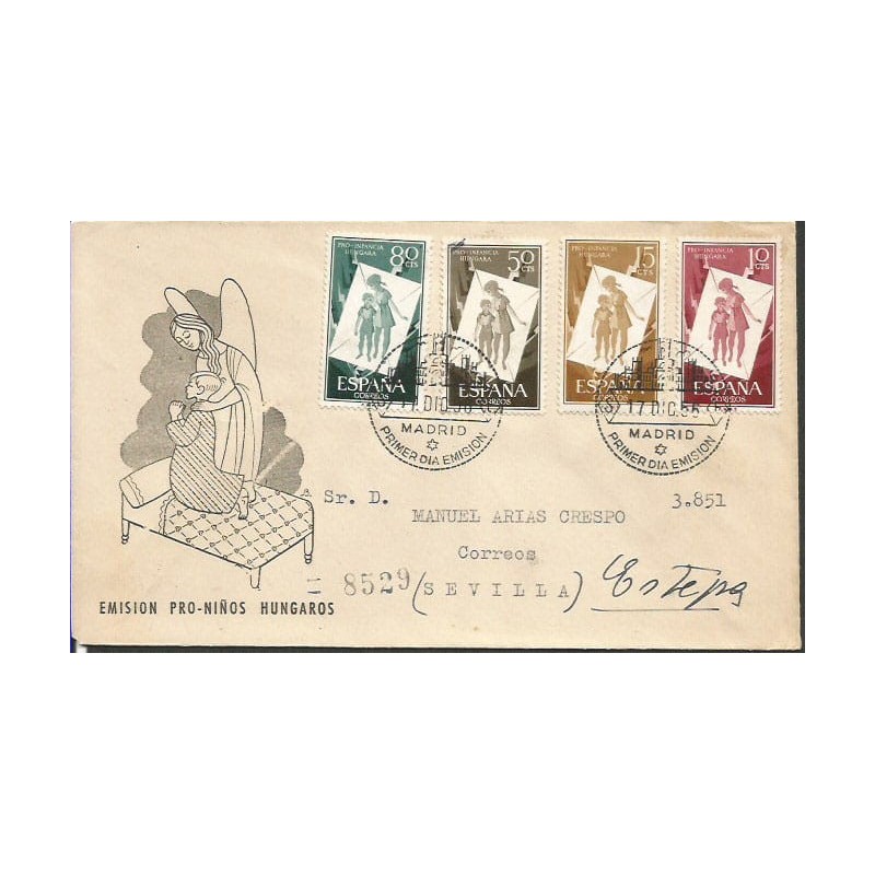 Hiszpania 1956, Dzieci, walka z głodem. FDC