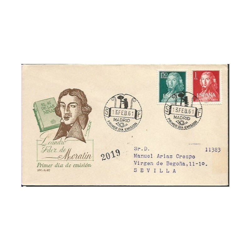 Hiszpania 1961, Leandro I. de Moratin, teatr, poezja. FDC