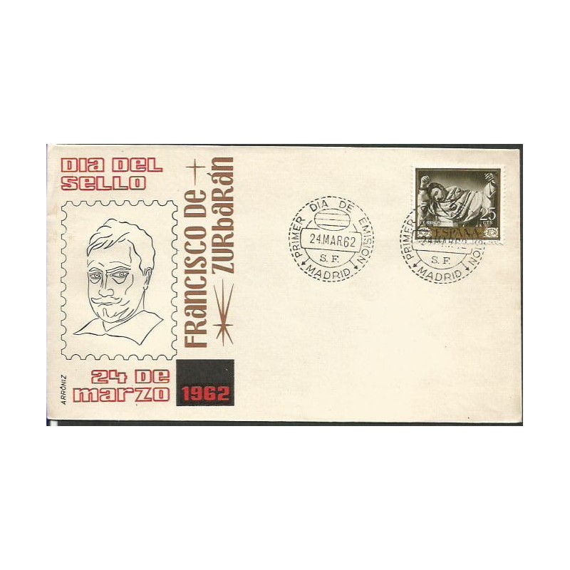 Hiszpania 1962, F. de Zurbaran, malarstwo. FDC