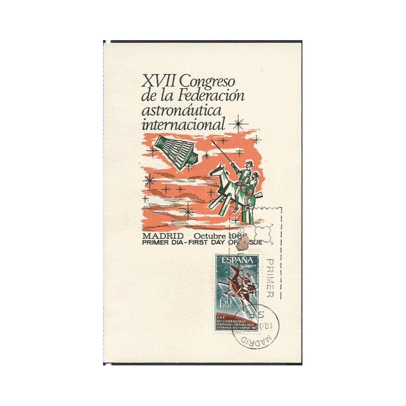 Hiszpania 1966, Astronautyka, kosmos. Karta maksimum