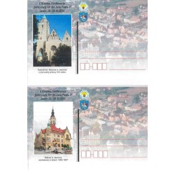 Kartka Wrocław 2014, Papież Jan Paweł II, Jawor, ratusz, kościół, konferencja, samorządy. 2 kartki