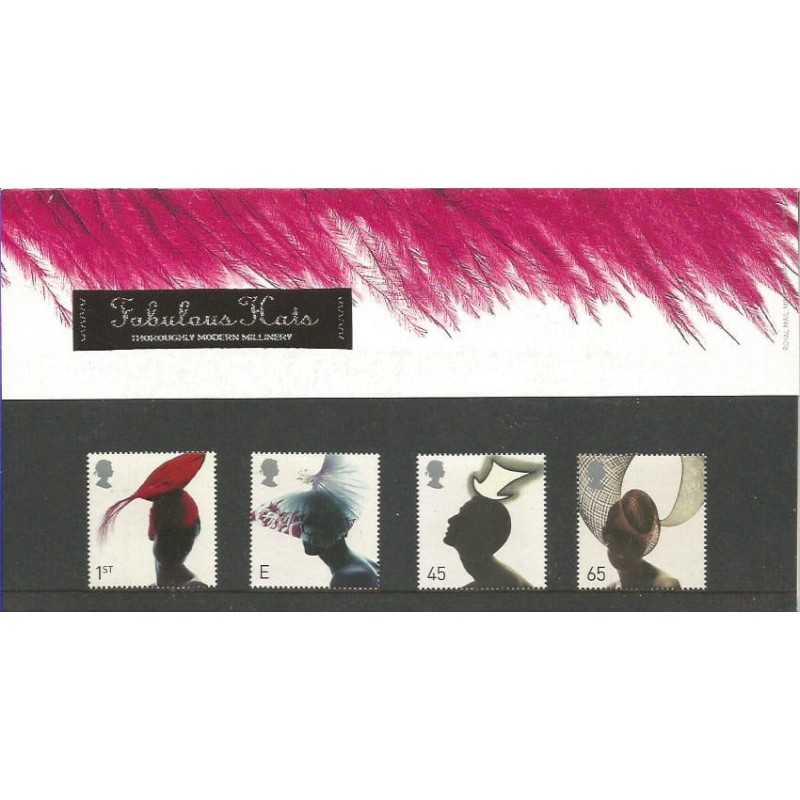 Wielka Brytania 2001, Moda, kapelusze ** Folder z czystymi znaczkami