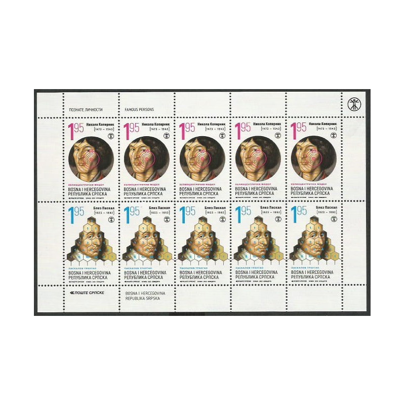 Bośnia 2023, Mikołaj Kopernik, 550. rocznica urodzin, Błażej Pascal. Arkusz **