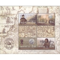 Litwa 2006, 1000 lat, król Batory, Kościuszko, Konstytucja, mapa, moneta **