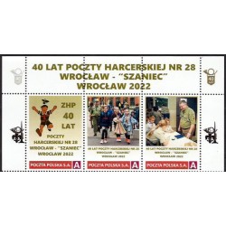 2022 Personalizowany. Harcerstwo, poczta harcerska nr 28 Szaniec Wrocław, ZHP. Pasek **