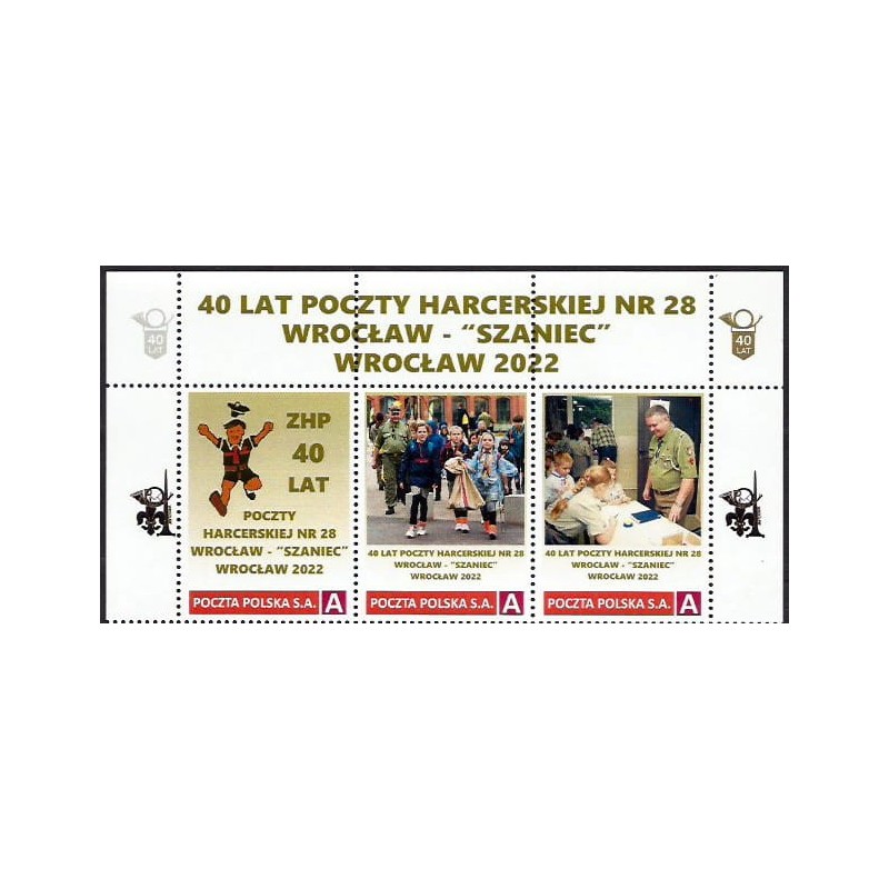 2022 Personalizowany. Harcerstwo, poczta harcerska nr 28 Szaniec Wrocław, ZHP. Pasek **