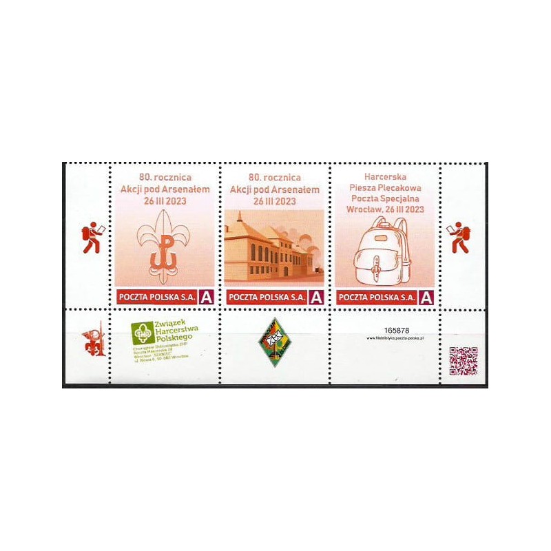 2023 Personalizowany. Harcerstwo, Akcja pod Arsenałem, poczta harcerska nr 28 Szaniec Wrocław, ZHP. Pasek **