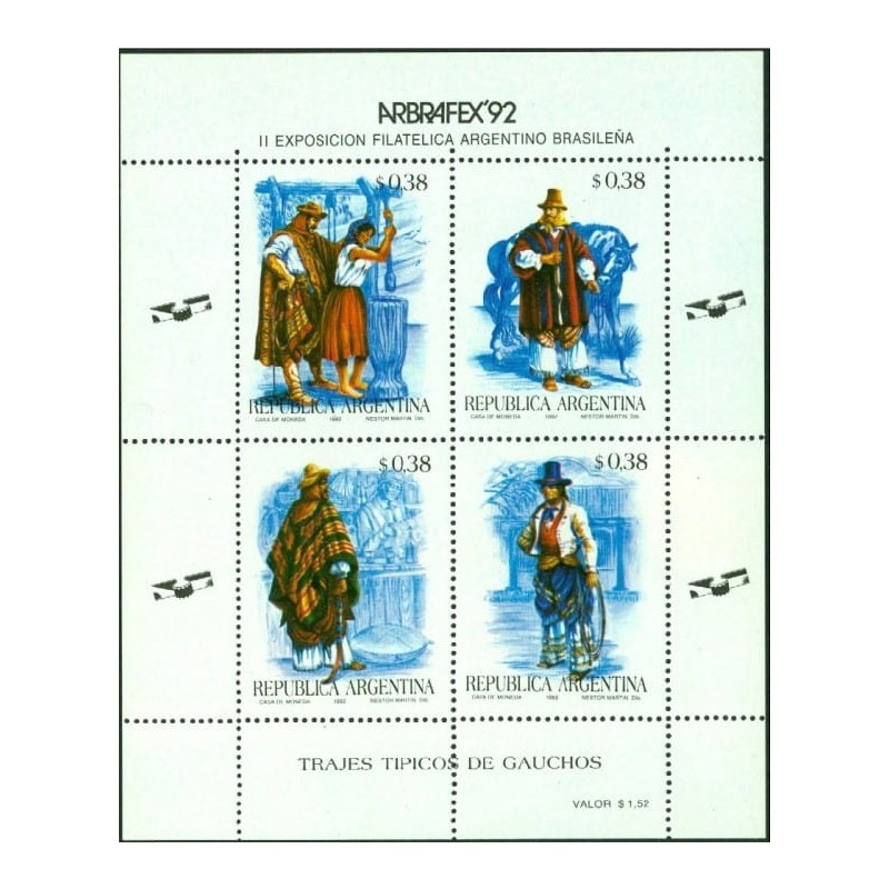 Argentyna 1992, EF ARBRAFEX, folklor, stroje. Blok **