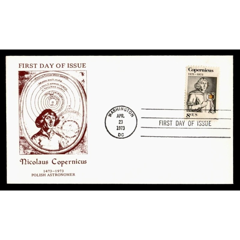 USA 1973, Mikołaj Kopernik, astronomia. FDC