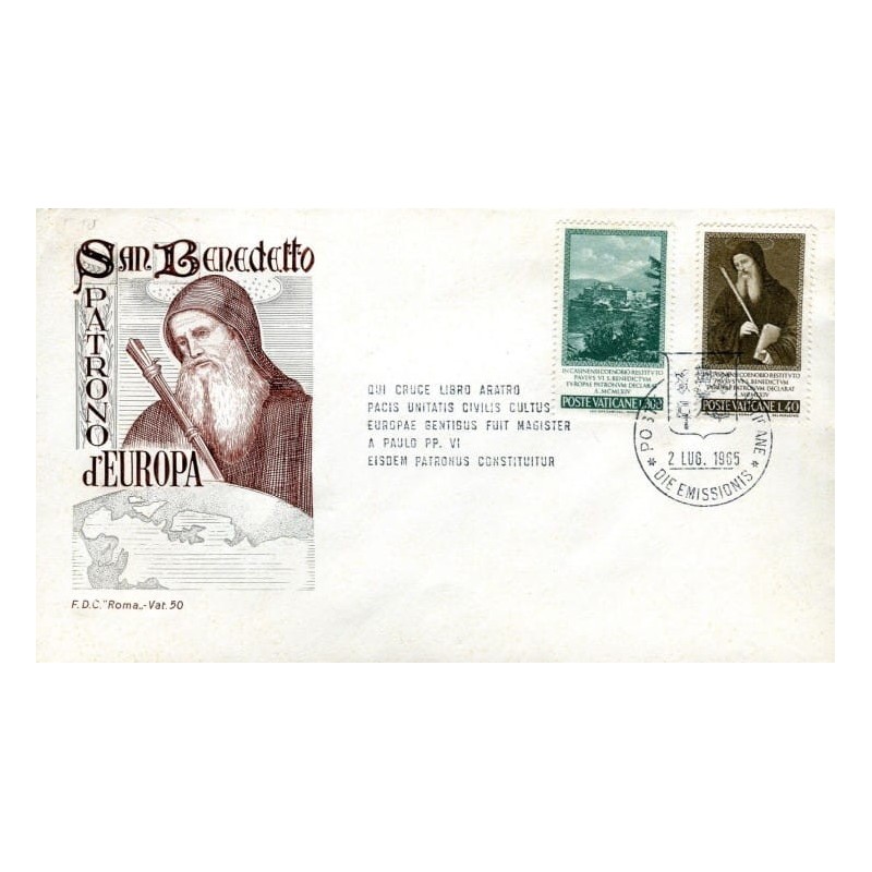 Watykan 1965, Święty Benedykt, Monte Cassino. FDC