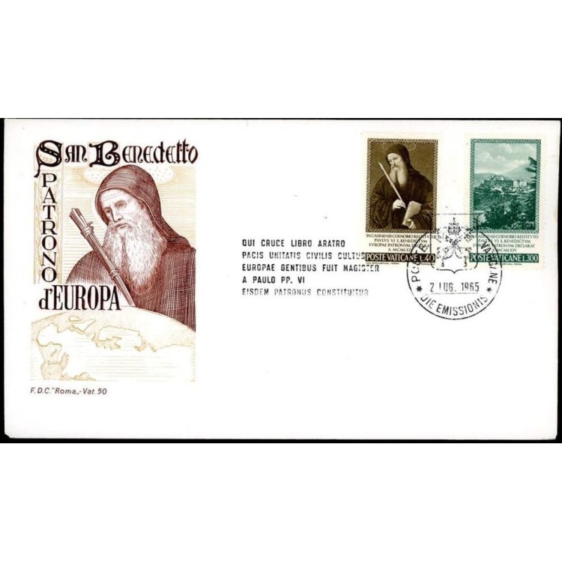 Watykan 1965, Święty Benedykt, Monte Cassino. FDC