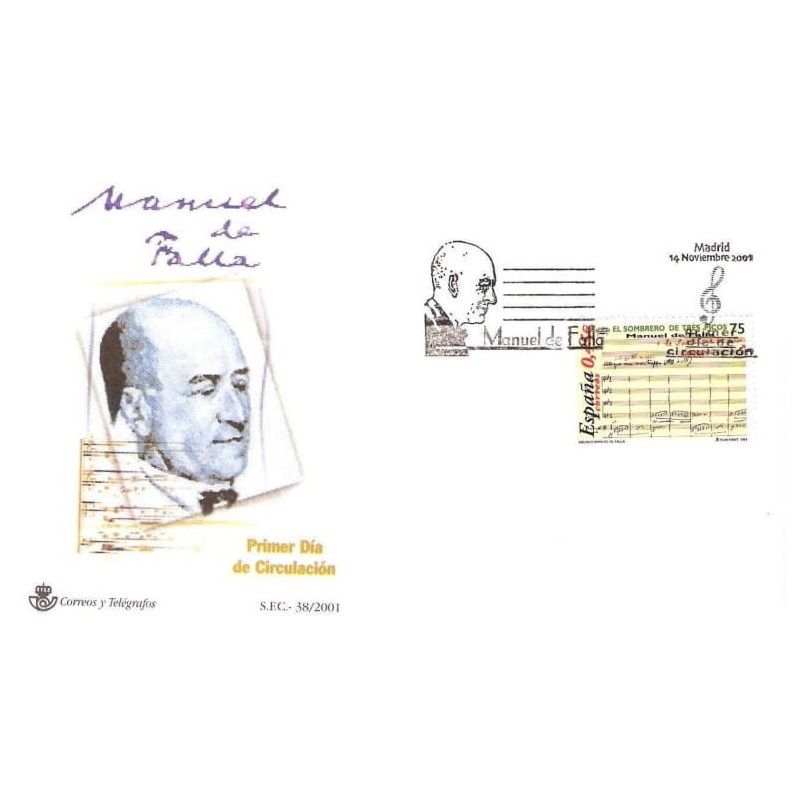 Hiszpania 2001, M. de Falla, muzyka. FDC