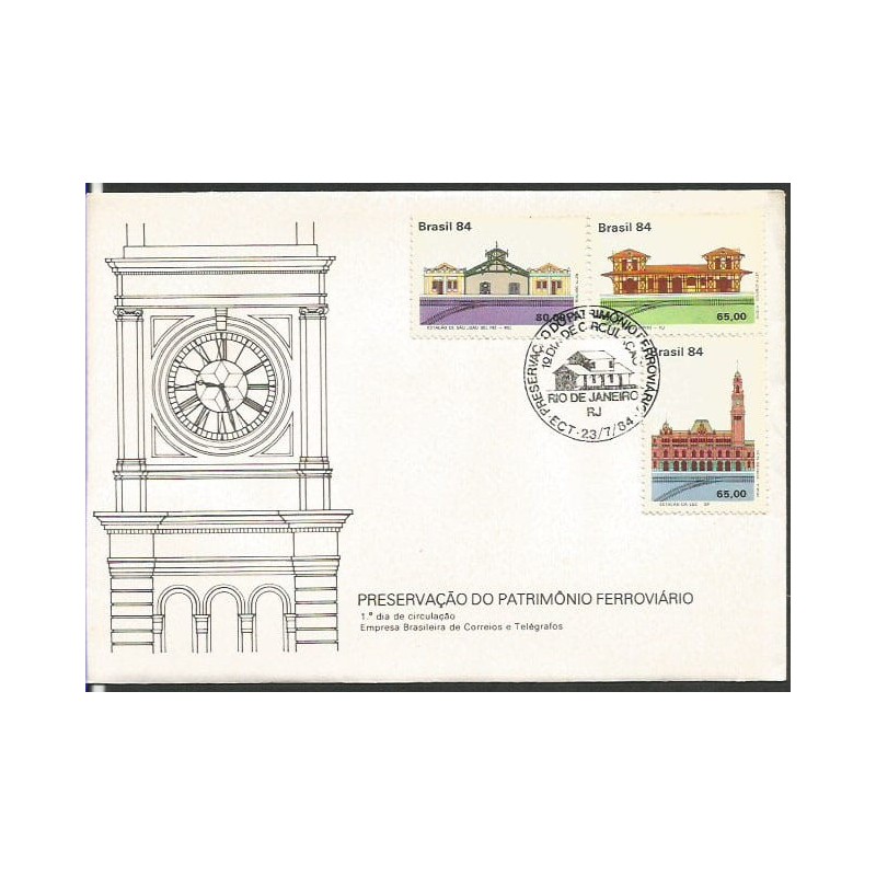 Brazylia 1984, Kolej, dworce kolejowe. FDC