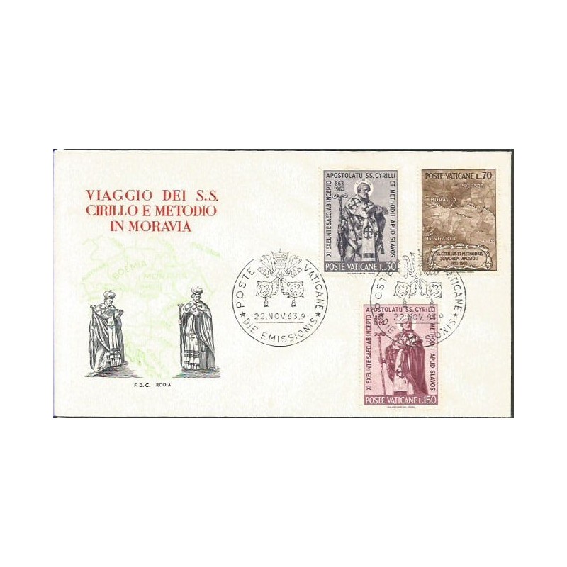 Watykan 1963, Św. Cyryl i Metody, Polska na mapie. FDC