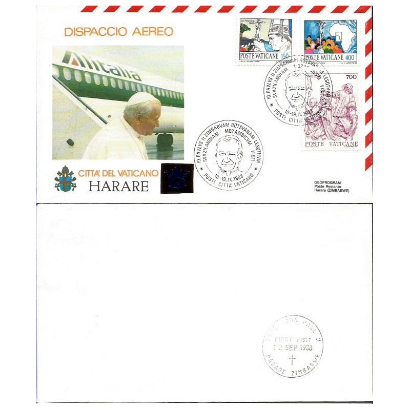 Watykan 1988, Papież Jan Paweł II, Zimbabwe. Lot