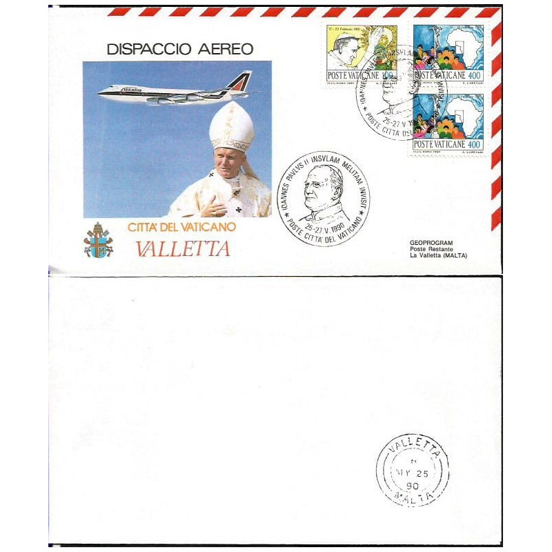 Watykan 1990, Papież Jan Paweł II, Malta. Lot