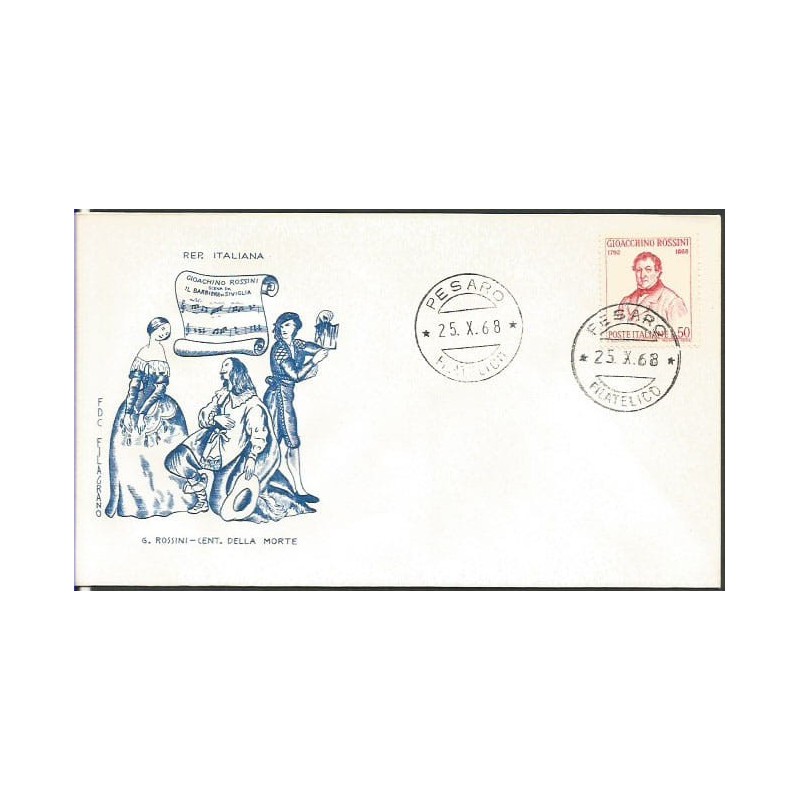 Włochy 1968, G. Rossini, muzyka, opera. FDC