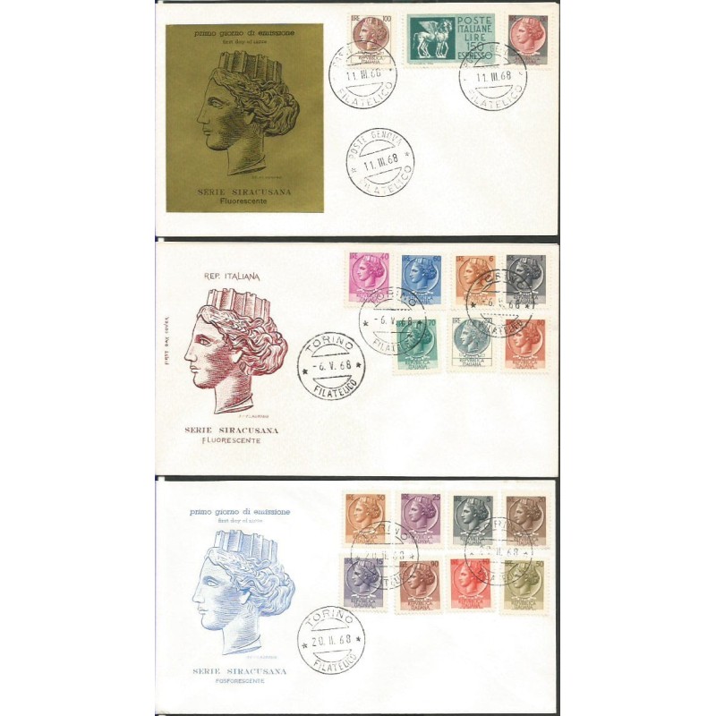 Włochy 1968, Znaczek obiegowy, moneta z Syrakuz. 3 FDC