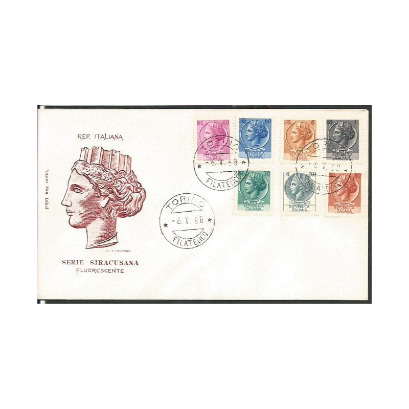 Włochy 1968, Znaczek obiegowy, moneta z Syrakuz. FDC