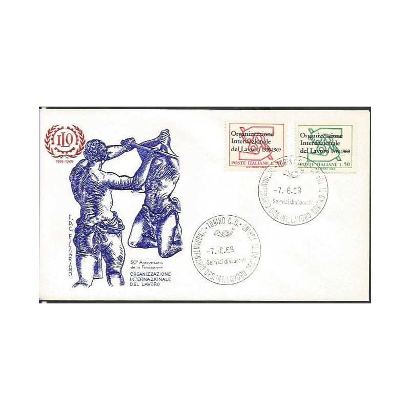 Włochy 1969, ILO, MOP, praca. FDC