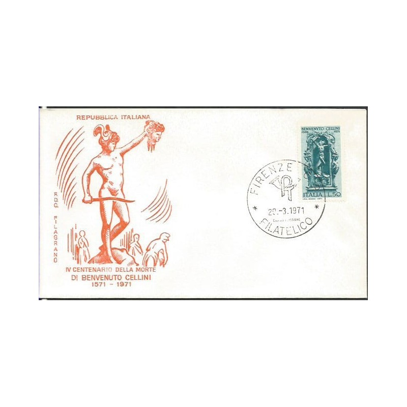 Włochy 1971, Benvenuto Cellini, rzeźba, złotnictwo. FDC