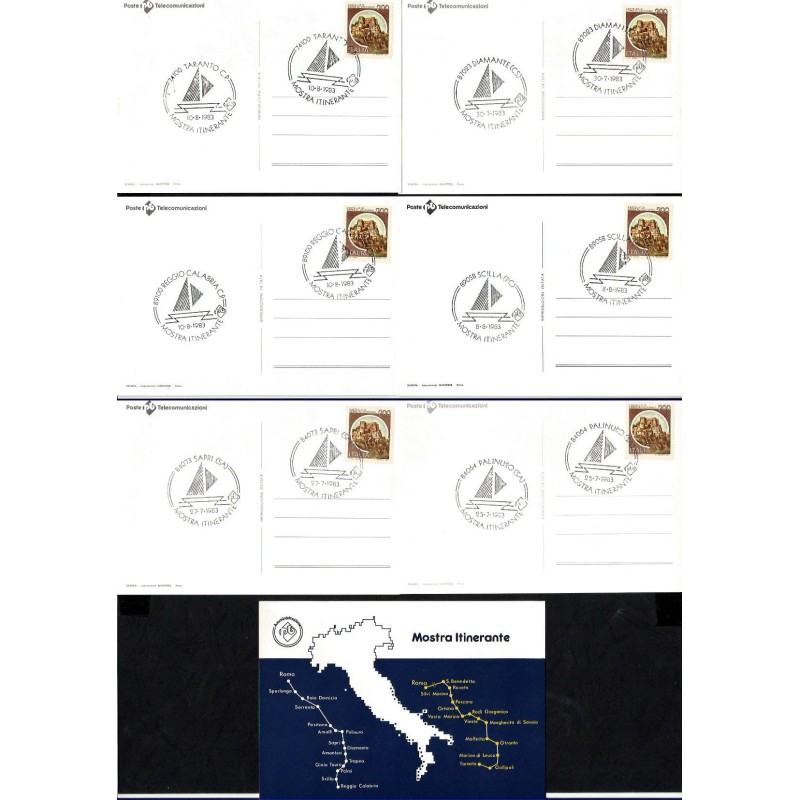 Włochy 1983, Wystawa. Zestaw datowników z różnych miejscowości