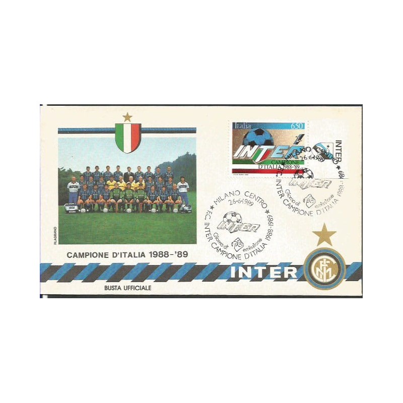 Włochy 1989, Piłka nożna, Inter Mediolan, mistrz Włoch. FDC