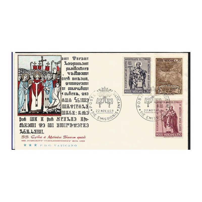 Watykan 1963, Św. Cyryl i Metody, Polska na mapie. FDC
