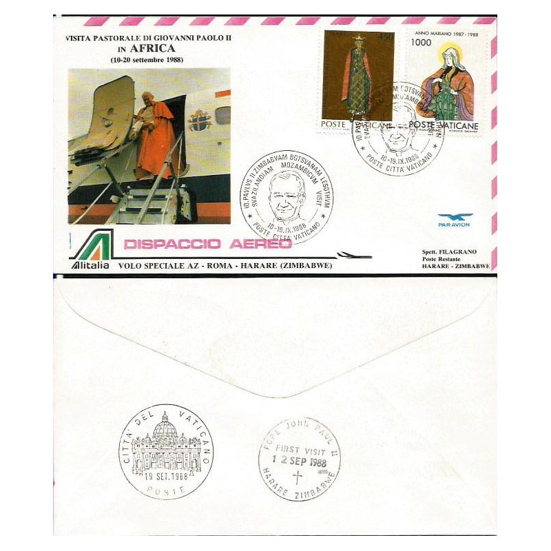 Watykan 1988, Papież Jan Paweł II, Zimbabwe. Lot