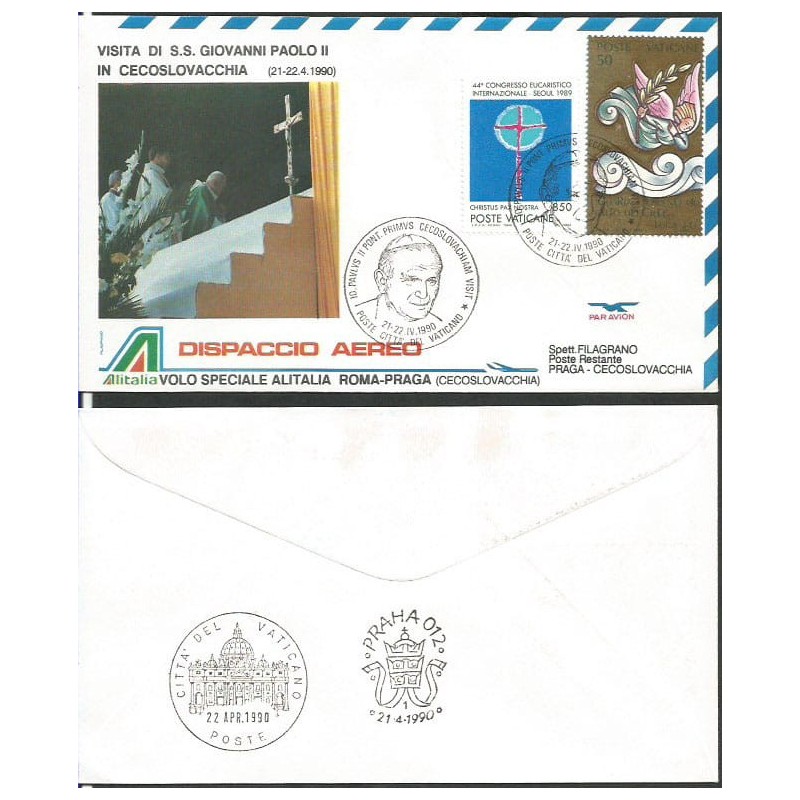 Watykan 1990, Papież Jan Paweł II, Czechosłowacja. Lot